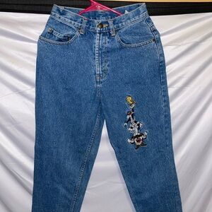 Warner Bros. Blue Straight Leg Jeans with Cartoon Design